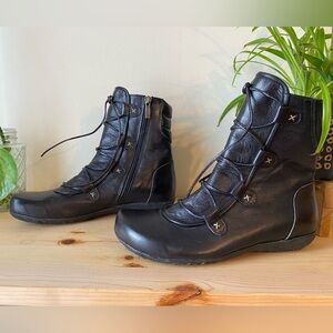 Jafa Black Leather Boots Size 7.5 EU 38